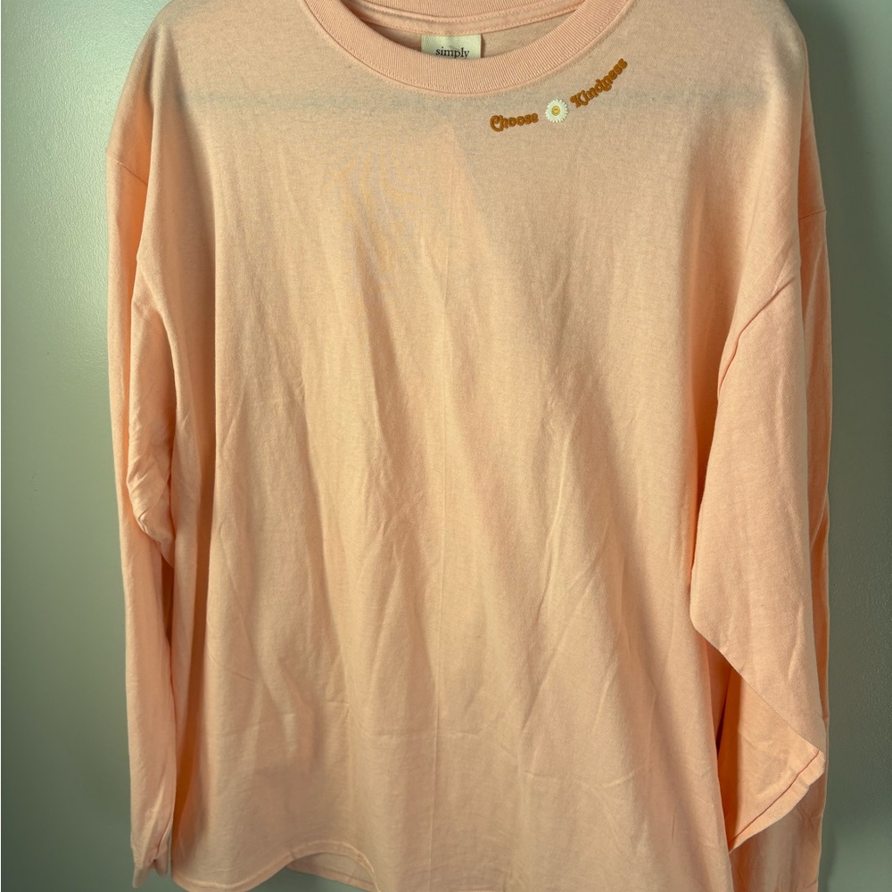 NWT Simply Southern XL Light Pink Long Sleeve Shirt cotton